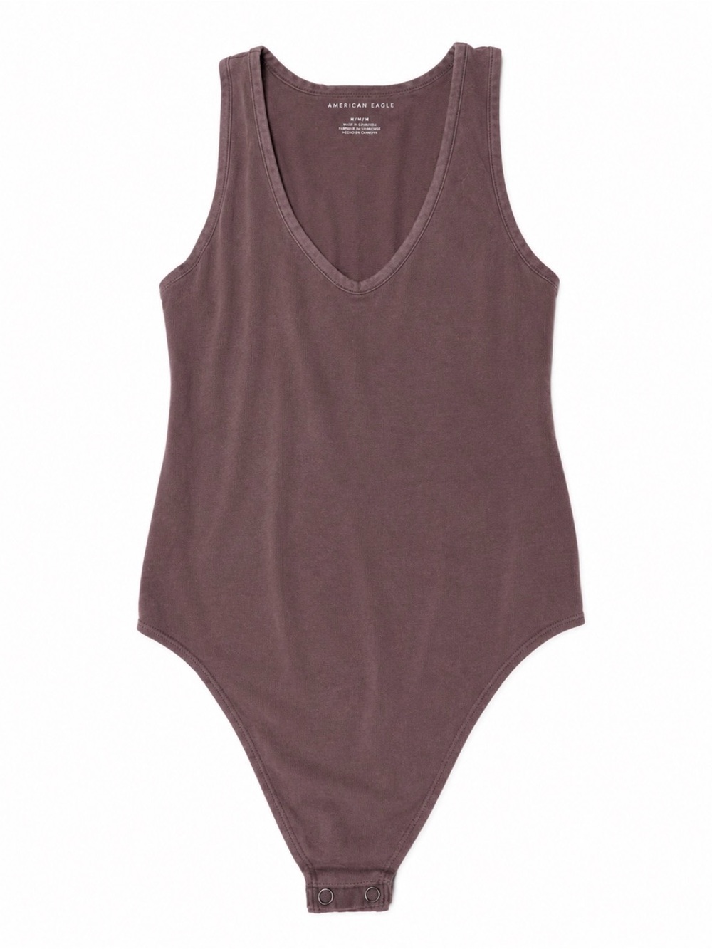 American Eagle Outfitters Mauve V-Neck Ribbed Bodysuit